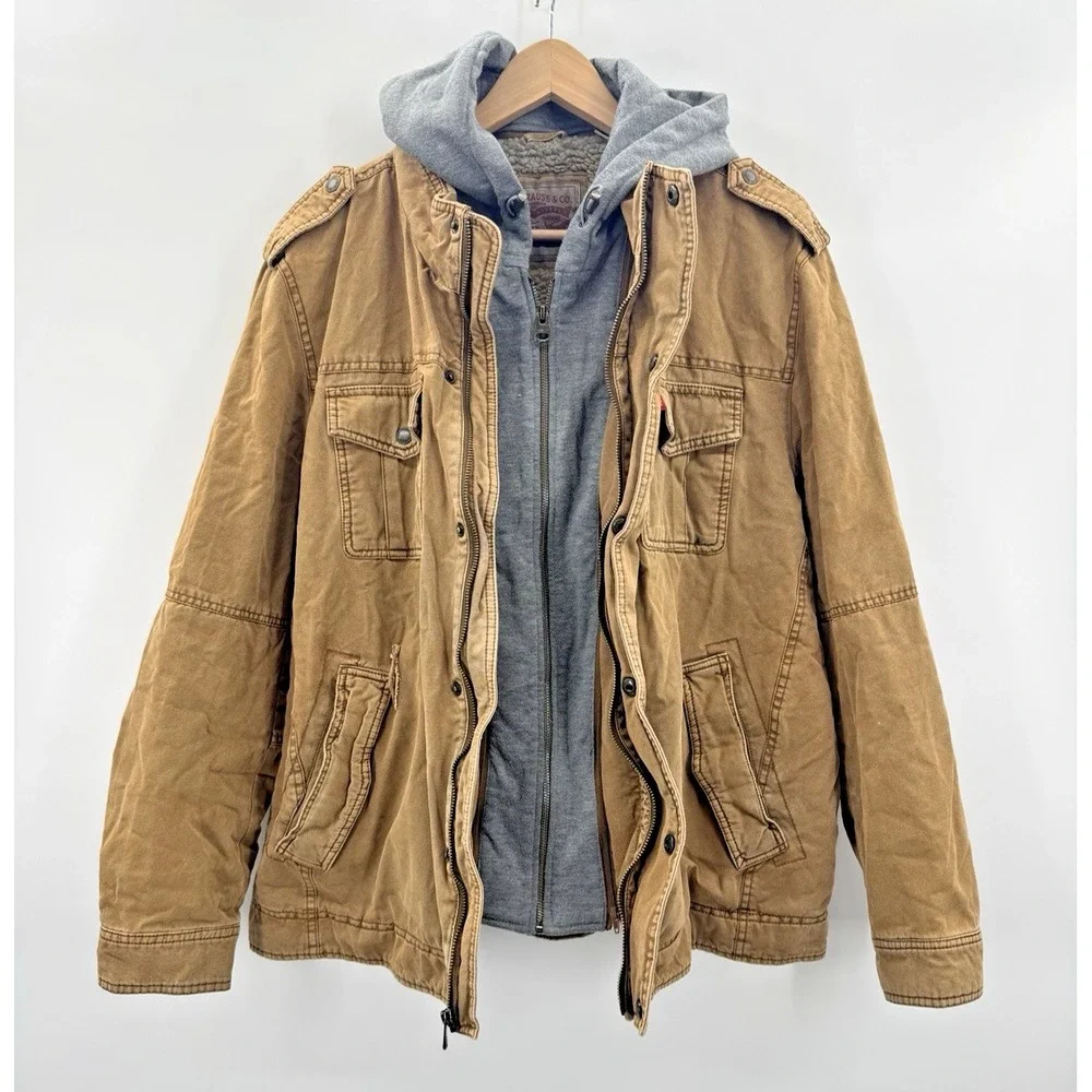 Levis Jacket Mens Commuter Trucker Jacket Coat XL Hood Sherpa Lined Grunge